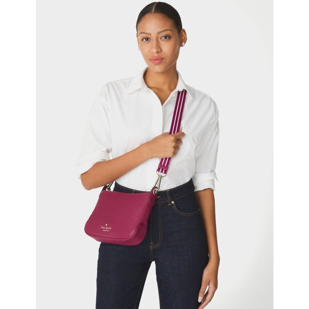 New Kate Spade Rosie Small Crossbody Pebbled Leather Dark Raspberry - Picture 2 of 5